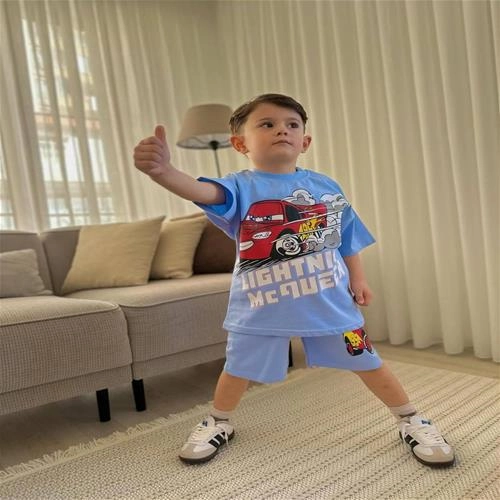 ست تیشرت شلوارک پسرانه ترک طرح مک کویین کد 3554