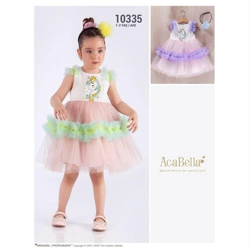 پیراهن مجلسی بچگانه طرح یونیکورن 10335