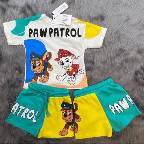 دو تیکه تیشرت شلوارک طرح سگهای نگهبان 8143