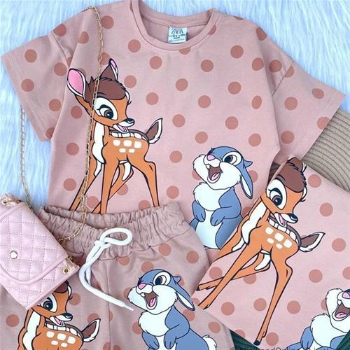 تیشرت شلوارک ترک زارا طرح بامبی کد 5235