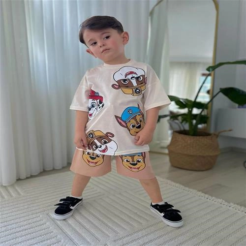 تیشرت شلوارک پسرانه ترک طرح سگ نگهبان کد 3514