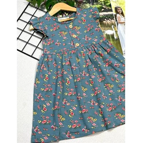 پیراهن نخی دخترانه ترک مارک SMILE 7096