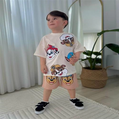 تیشرت شلوارک پسرانه ترک طرح سگ نگهبان کد 3514