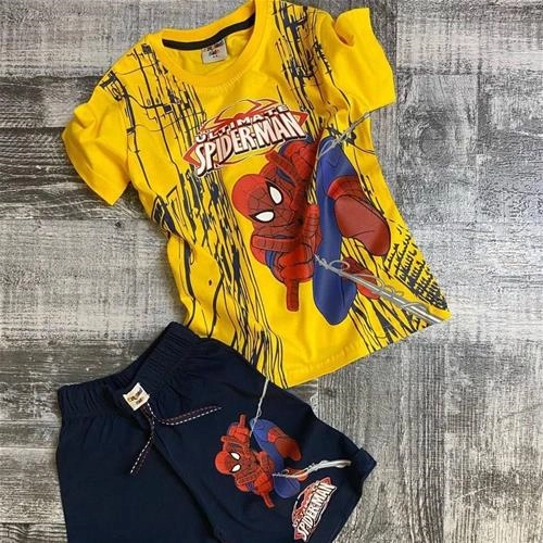 ست تیشرت شلوارک طرح مرد عنکبوتی ترک 8045