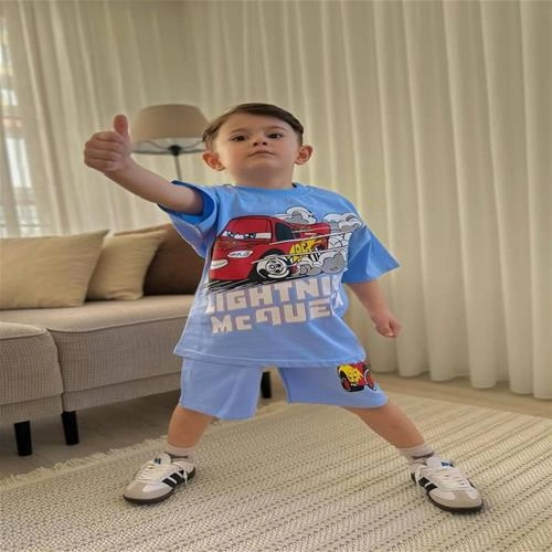 ست تیشرت شلوارک پسرانه ترک طرح مک کویین کد 3554