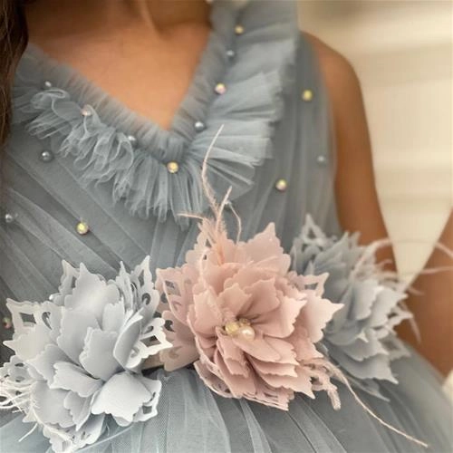 پیراهن توری مجلسی دخترانه ترک 61168 KIDS GLOW