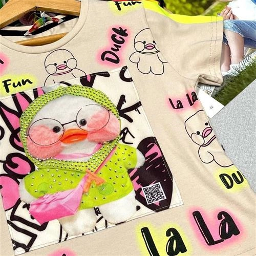 تیشرت کراپ دخترانه طرح  جوجه  BERMINI 7444